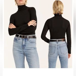 J Crew Black Cotton Tissue Turtleneck
